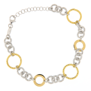 Bracciale donna a catena bicolore in argento 925%, con lavorazione diamantata