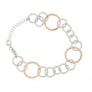 Bracciale donna a catena bicolore in argento 925%, con lavorazione diamantata