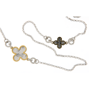 Collana lunga donna con fiori in argento 925 bicolore