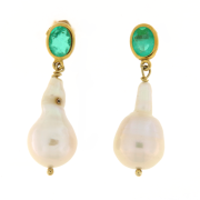 Orecchini pendenti argento 925% dorati con pietre idro sfaccettate e perle barocche